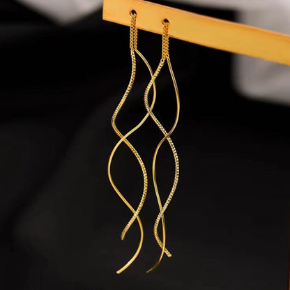 Wavy Tassel Threader Earrings