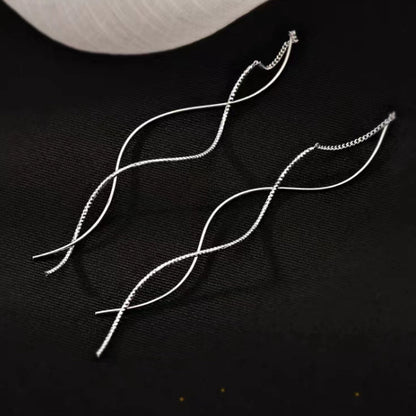 Wavy Tassel Threader Earrings