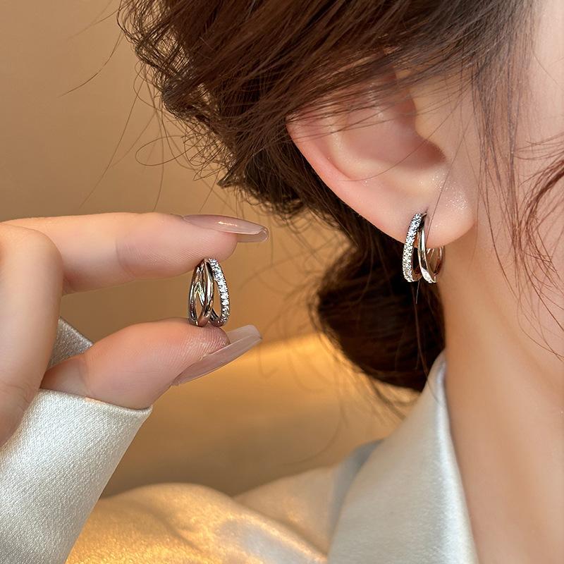 pure titanium steel, hypoallergenic double-loop stud earrings.