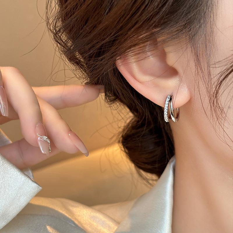 pure titanium steel, hypoallergenic double-loop stud earrings.