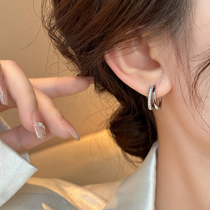 pure titanium steel, hypoallergenic double-loop stud earrings.