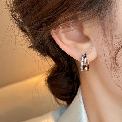 pure titanium steel, hypoallergenic double-loop stud earrings.