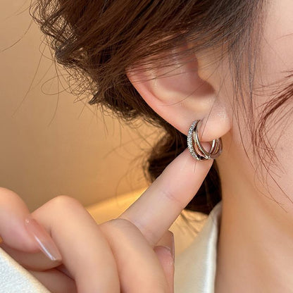 pure titanium steel, hypoallergenic double-loop stud earrings.